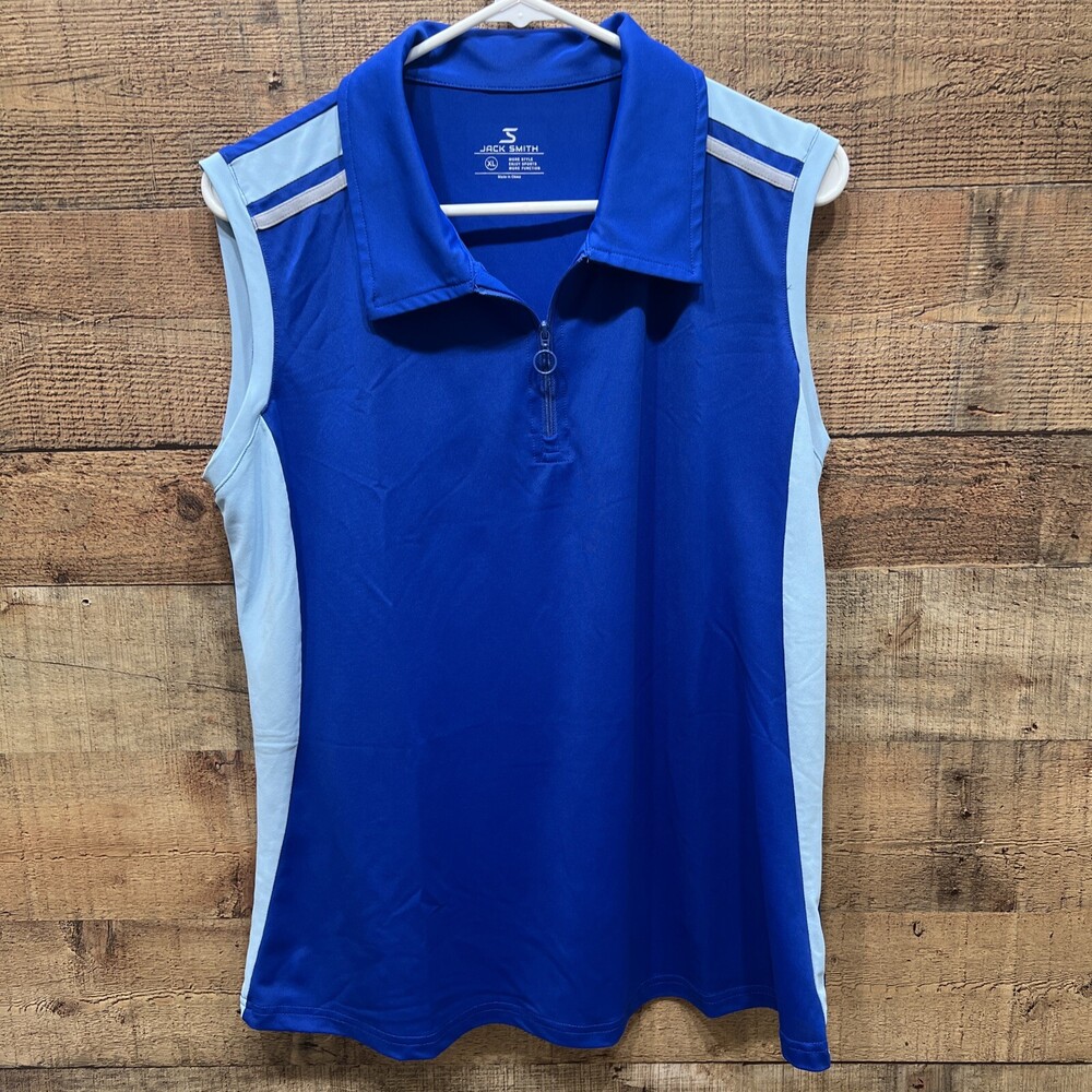 Jack Smith Womens Blue Two Tone Golf Tank Top 95% Polyester Size XL